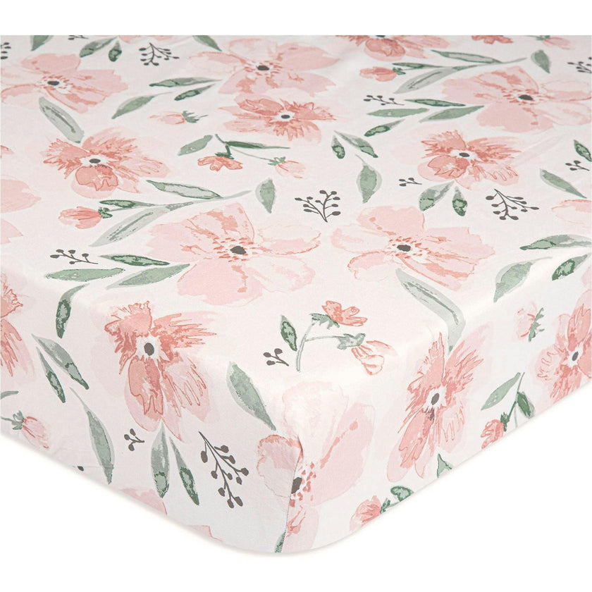 Parker Fitted Crib Sheet (Pink Floral)