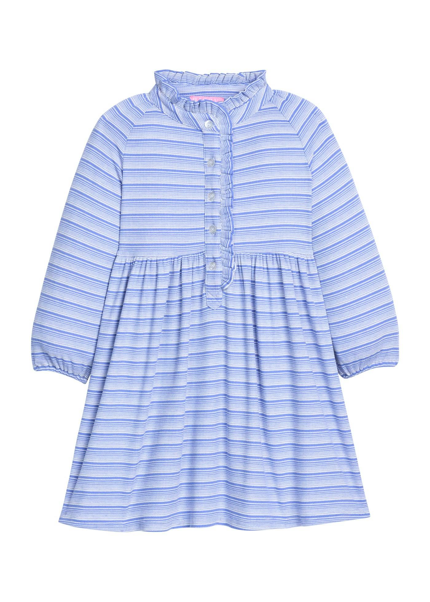 Amelia Dress - Blue Sparkle Stripe