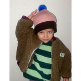 children's merino beanie - mauve & brown