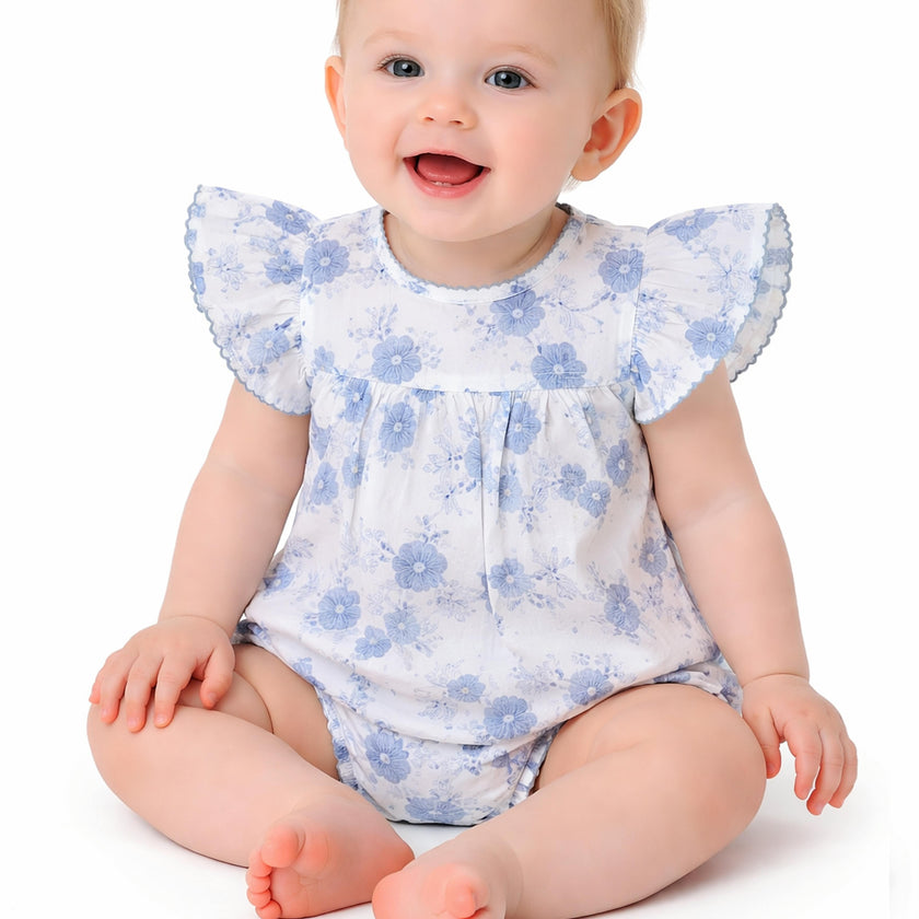 Blue Embroidered Florals Maeve Bubble