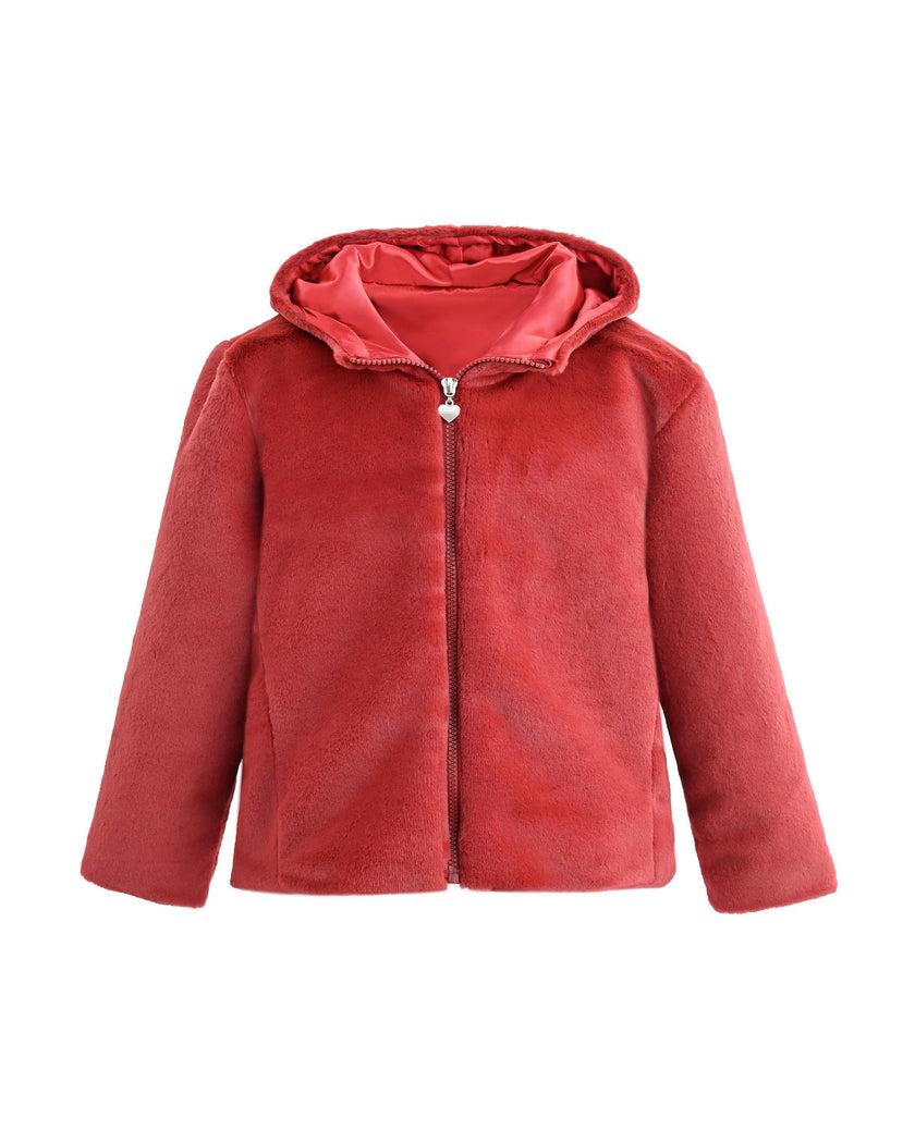 Red Plush Hooded Jacket