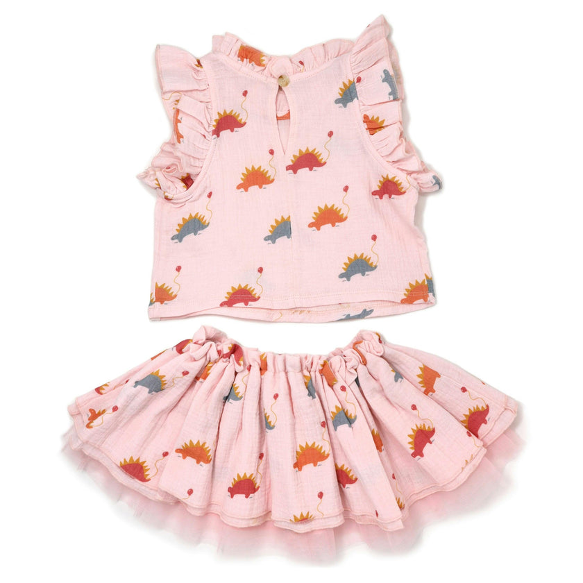 Stegosaurus Party Gauze Lola Top Tutu Skirt Set