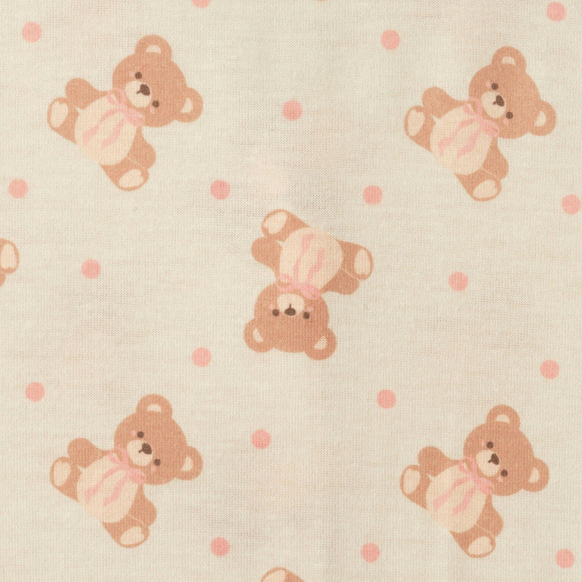 Girls Polka Dot Buttondown Pajama Set | White Teddy Bear