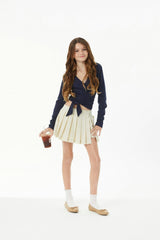 Jane Cream Soft Plaid Pleated Skort