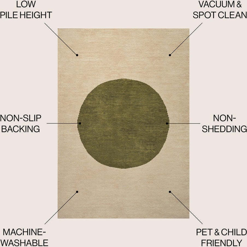 Cirkel Minimalist Geometric Dot Machine-washable Area Rug