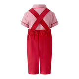 Red Stripe Shirt & Dungaree Set