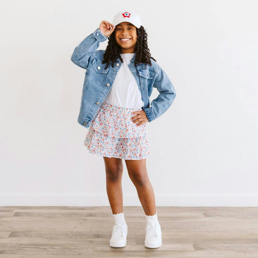 Patriotic Star Patch Baseball Hat - White