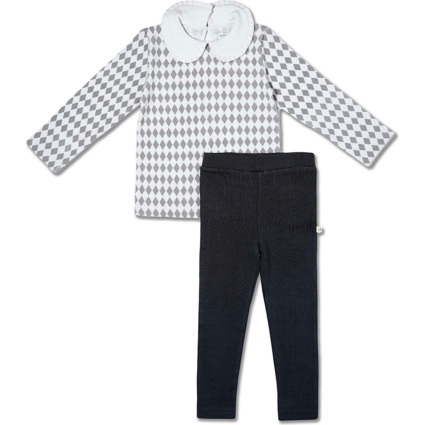 Organic Ruffle Collar Top & Leggings Set