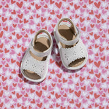 Baby Scallop Sandal | White Leather