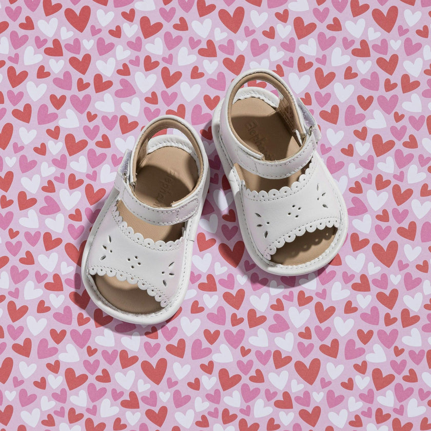 Baby Scallop Sandal | White Leather