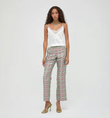 The Annina Pant - Baroque Diamond Block Berry/Green