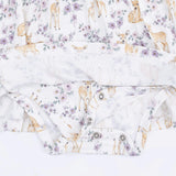 Floral Deer - Long Sleeve Ruffle Bodysuit Dress