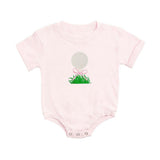 Golf Tee Bow Patch Short Sleeve Romper - Ballet