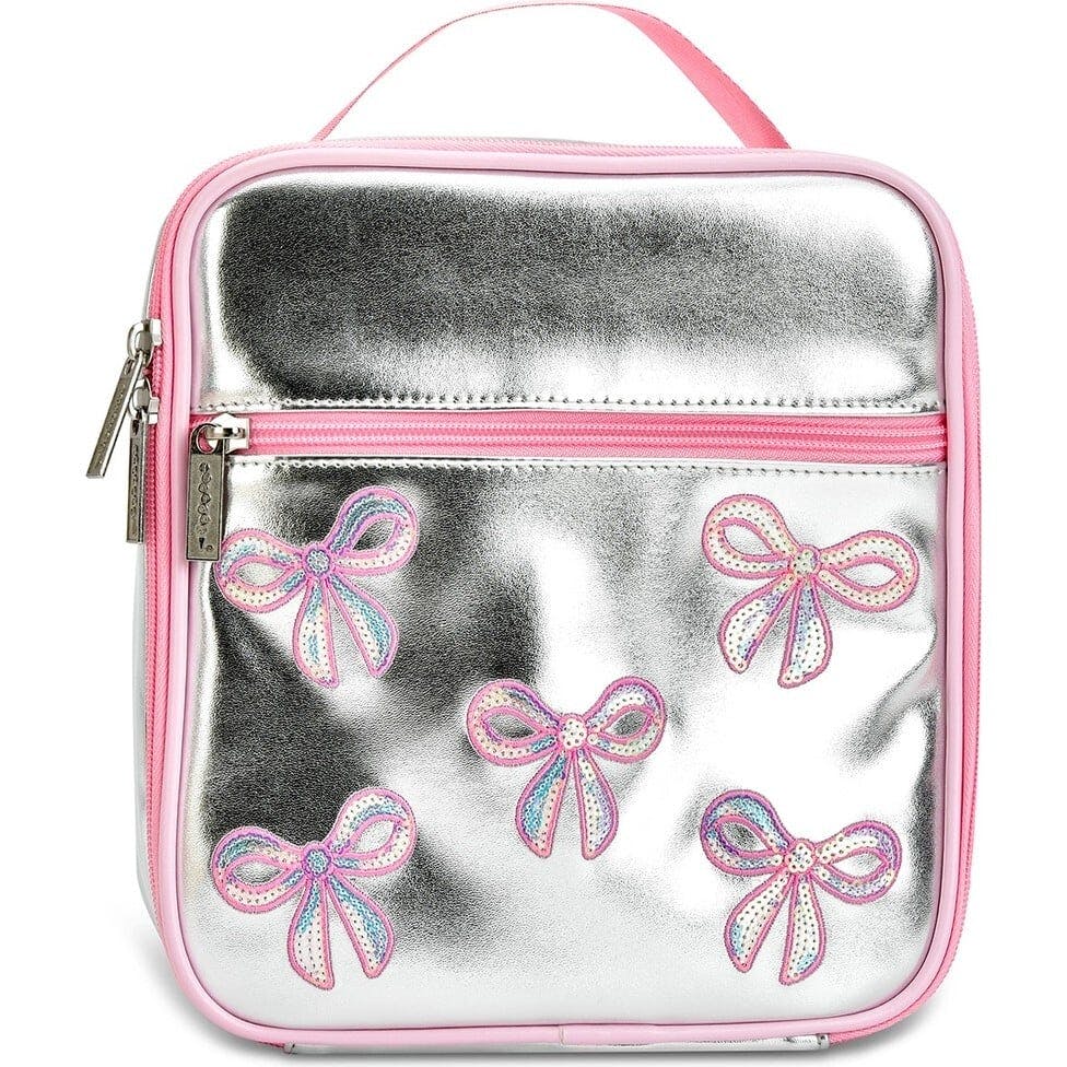 Silver Sequin Bows Lunch Tote