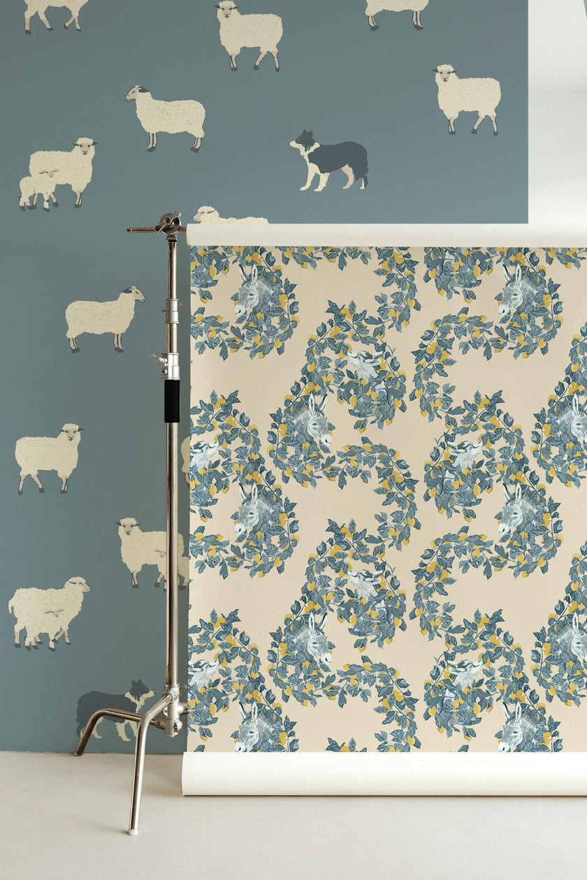 Wallpaper Citron'âne color Bleu Jean