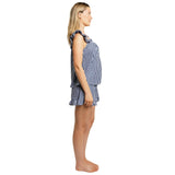 Women's Hepburn Gingham Navy Frill Tank PJ Set