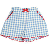 Darby Gingham Scallop Edge Bow Detail Shorts in Blue (18mths-12yrs)