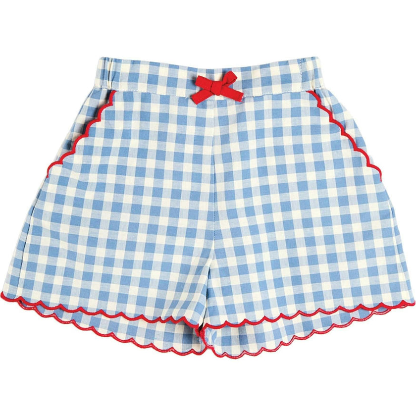Darby Gingham Scallop Edge Bow Detail Shorts in Blue (18mths-12yrs)