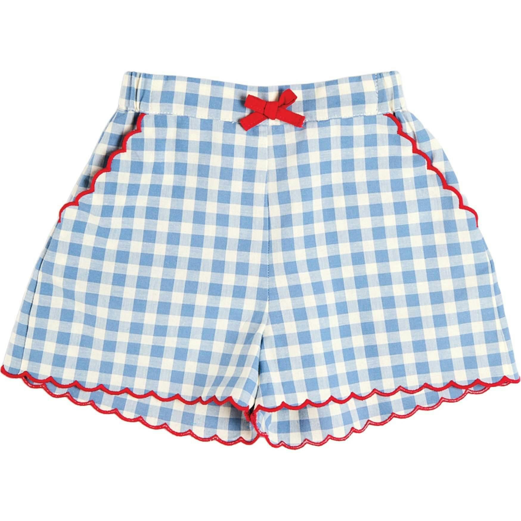 Darby Gingham Scallop Edge Bow Detail Shorts in Blue (18mths-12yrs)