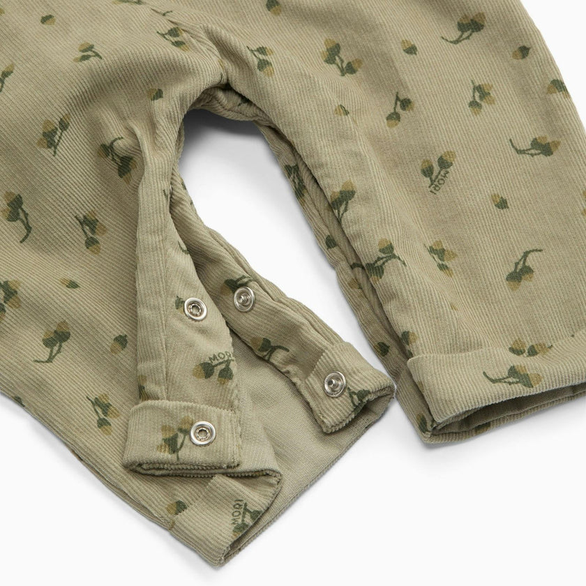 Green Corduroy Acorn Print Overalls