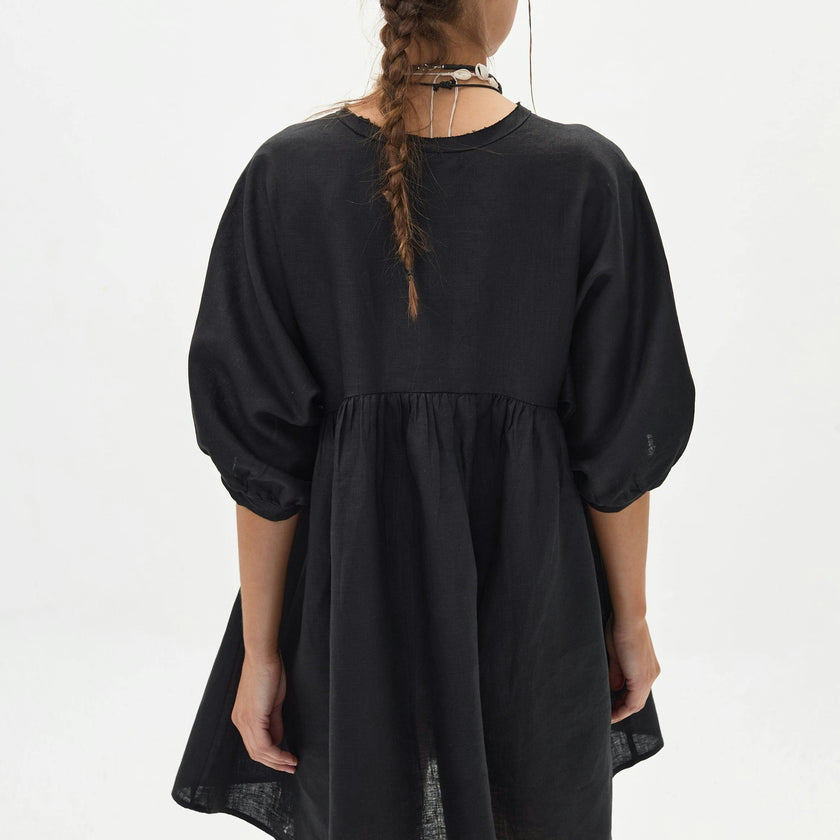Alcala Linen Dress - Black