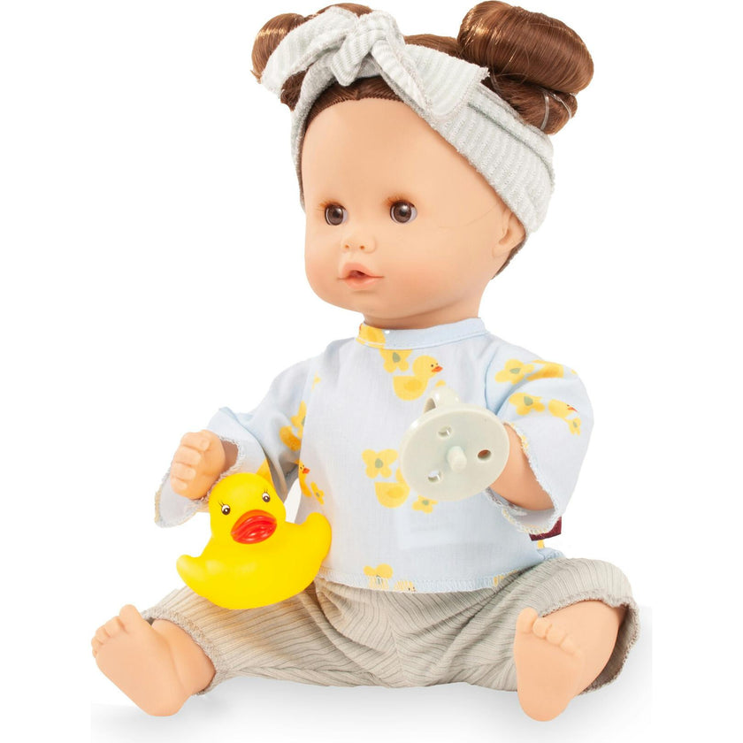 Gotz Sleepy Aquini Girl Little Duck 13.0" Cute Bath Doll With Beautiful Brown Hair
