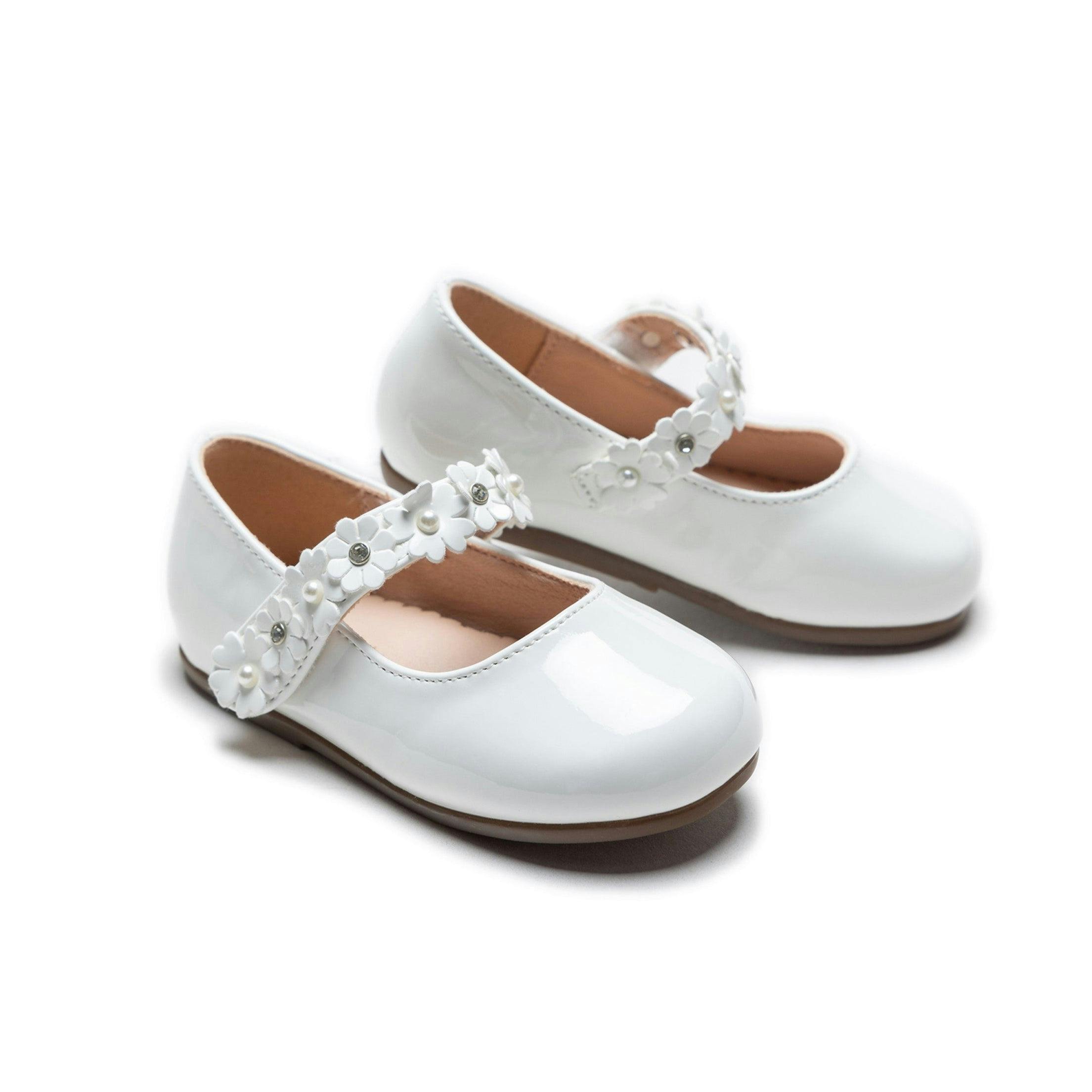 White Amelia Floral Band Flats