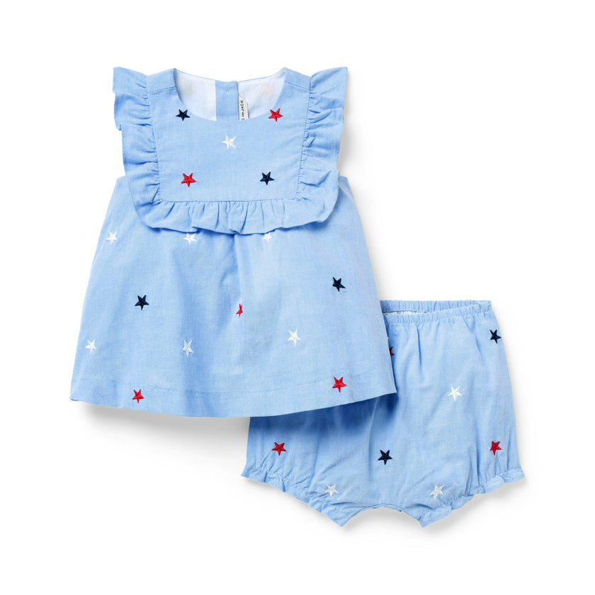 Baby Embroidered Stars Matching Set, blue