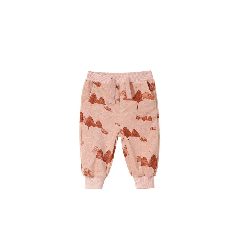 Baby Terry Mountains Print Ribbed Hem Drawstring Joggers