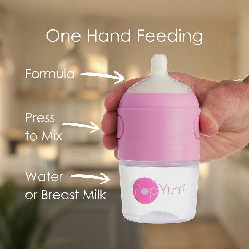 PopYum Baby Bottle Starter Set for Breast and Formula Feeding, 4-Pack, Pink, 2x 5oz Bottles (150ml) + 2x 9oz Bottles (260ml)