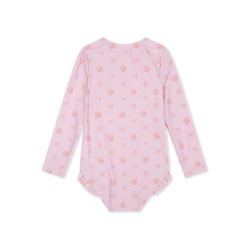 UV Swimsuit Girls With Long Sleeves - Pink - Shell Tastic