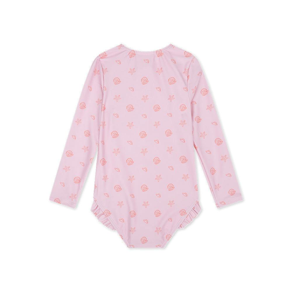 UV Swimsuit Girls With Long Sleeves - Pink - Shell Tastic