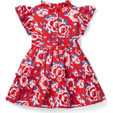 Floral Ruffle Sleeve Dress, Red
