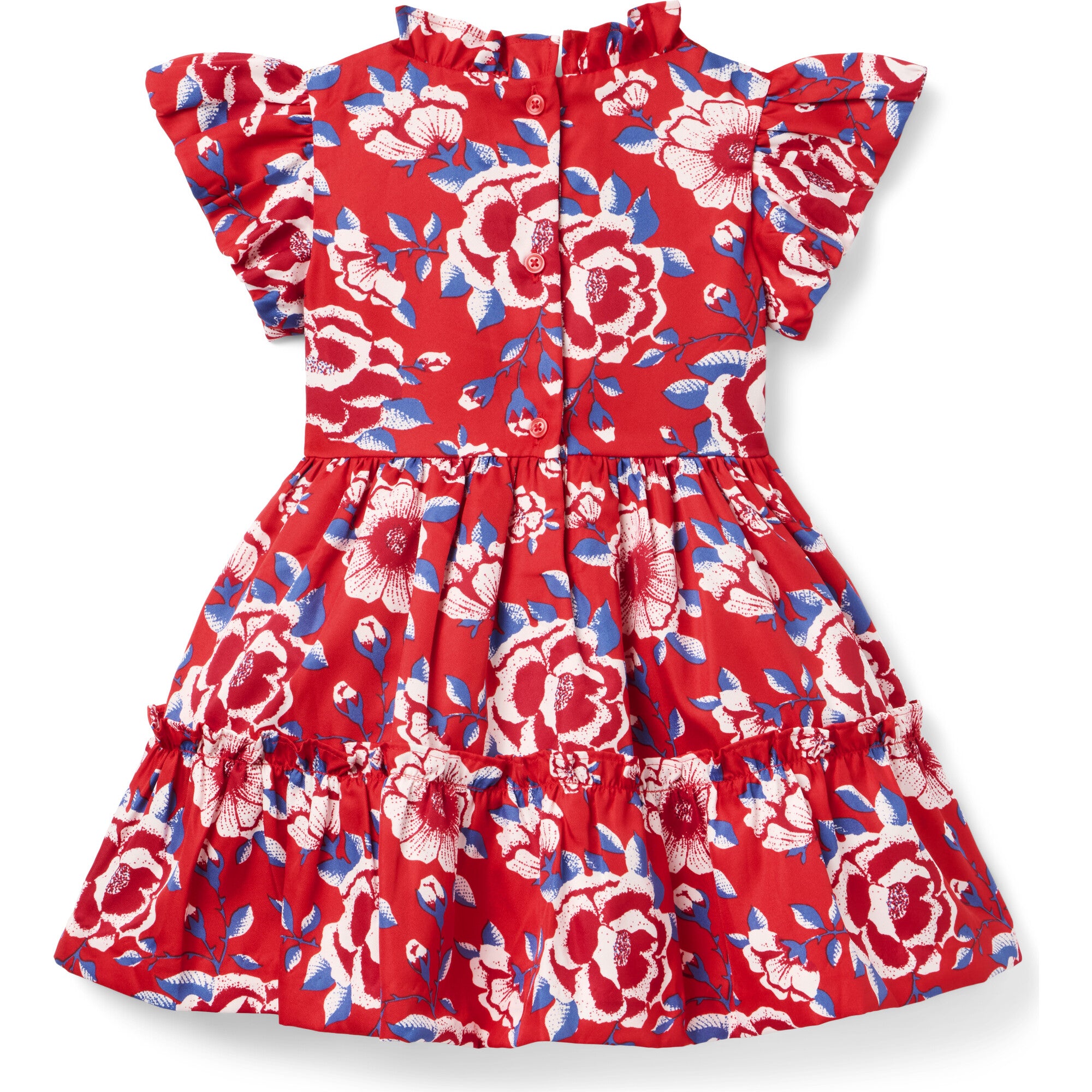 Floral Ruffle Sleeve Dress, Red