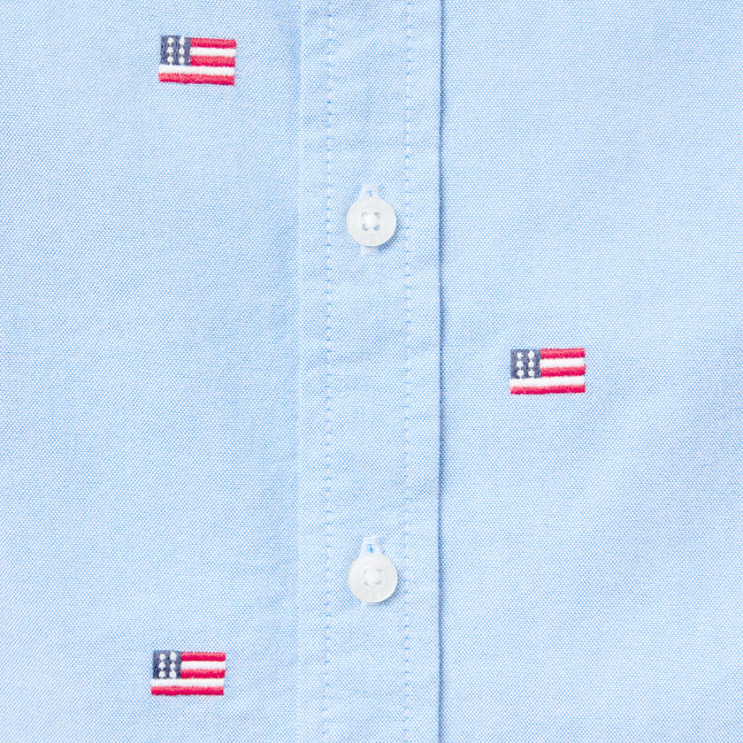 Embroidered Flag Oxford Shirt, blue