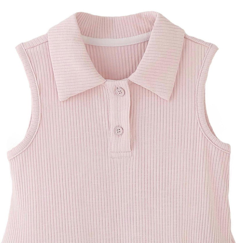 Pink Dotted Collar Dress