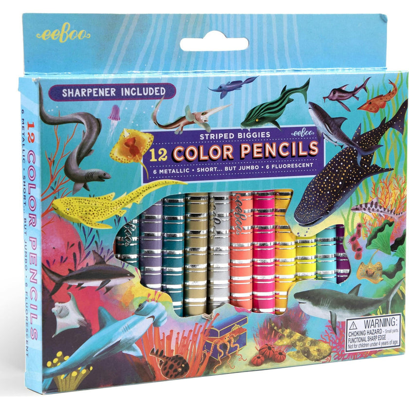Striped Biggies 12 Color Pencils: