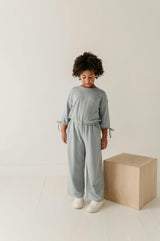 Girls Drop Shoulder Blouson Knit Jumpsuit in Rose Cloud