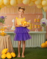 Citrus Bloom Purple Tulle Party Dress, Purple