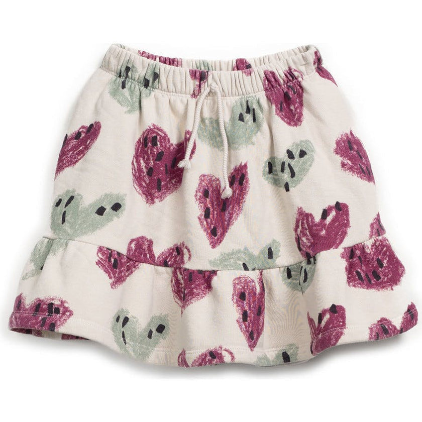 Abstract Heart Print Tiered Fleece Skirt