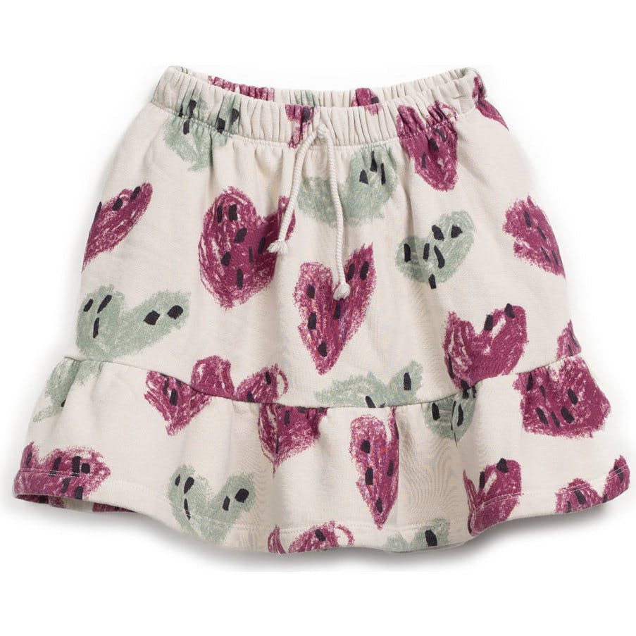 Abstract Heart Print Tiered Fleece Skirt