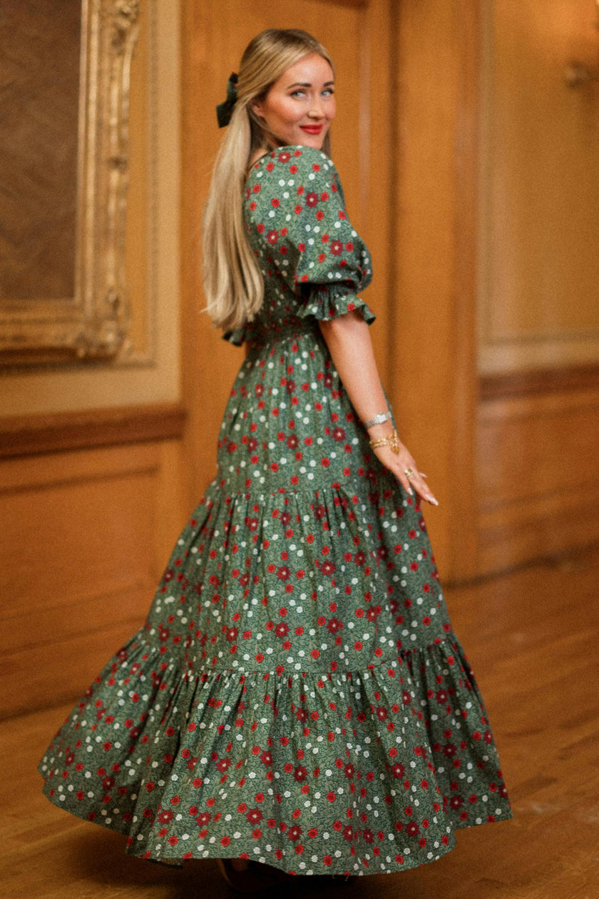 Madeline Maxi Dress in Evergreen Merry Ditsy