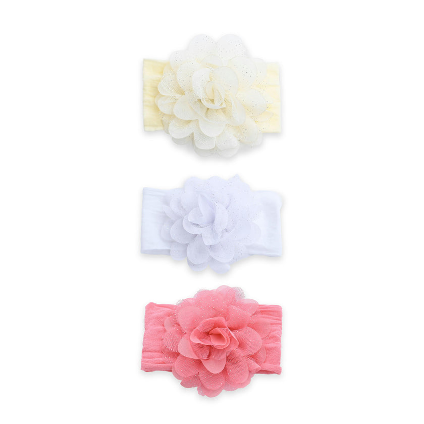 Multicolor Elastic Glitter Floral Headband Set