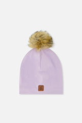 Jersey Hat With Pompom Lavender