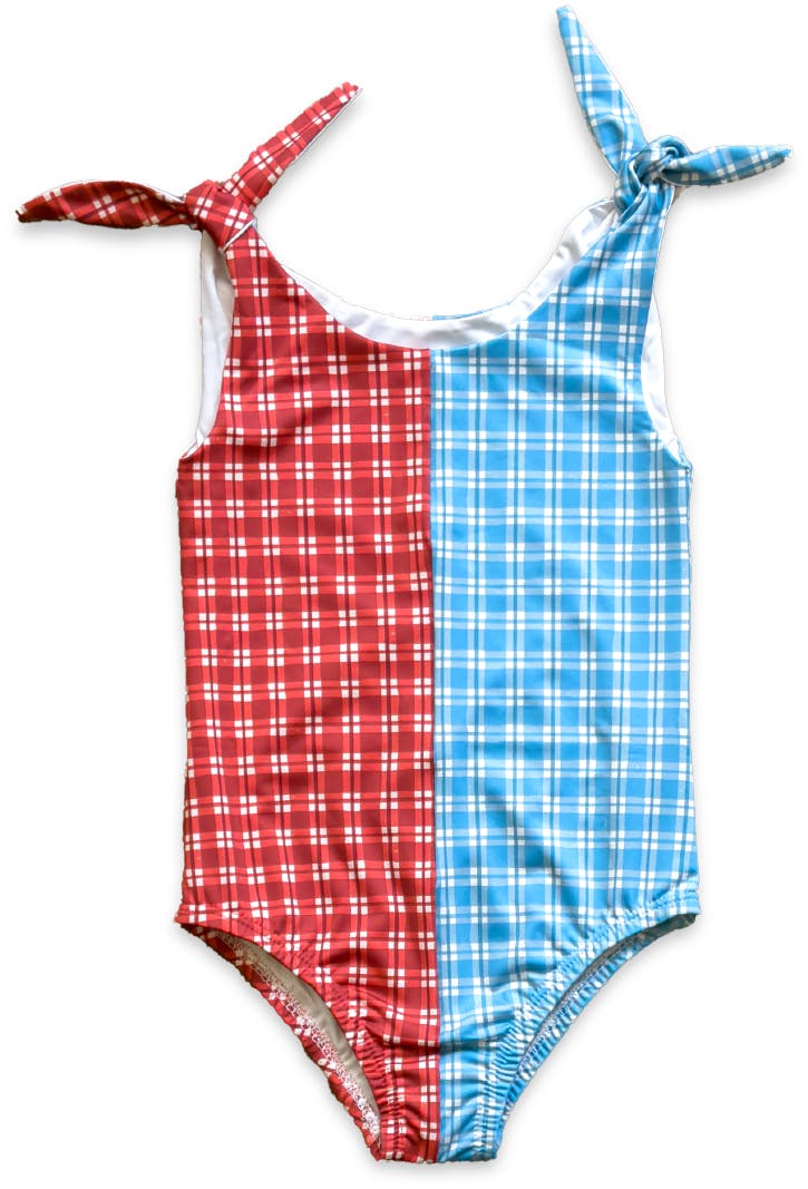 Twist Suit | Tie-top One Piece | Cherry Check and Dockside Check