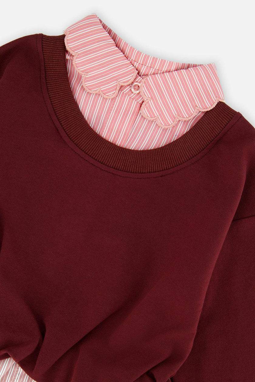 Fake Two Layer Sweater Reddish-Brown