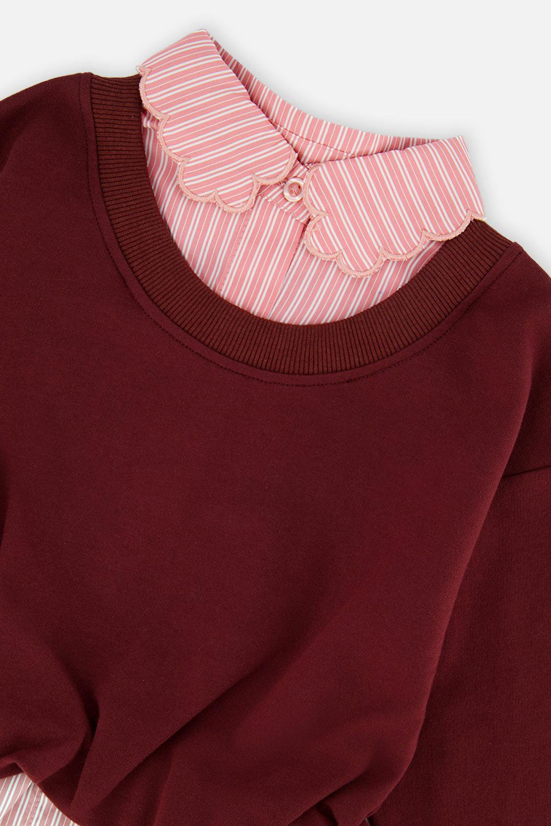 Fake Two Layer Sweater Reddish-Brown