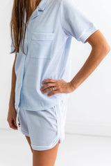 Blue Stripes Woman's Pima Cotton Short Pajama Set