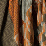 Cotton Sustainable Knit Plaid Solid Throw Blanket - Patchwork Herringbone