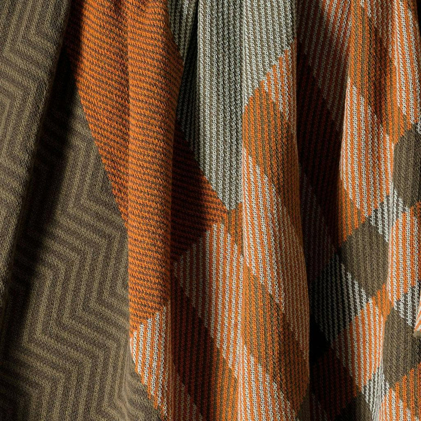 Cotton Sustainable Knit Plaid Solid Throw Blanket - Patchwork Herringbone